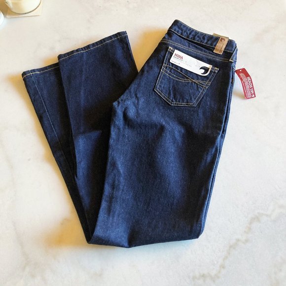 New! NWT Bluenotes Vintage Y2K flare leg dark denim jeans, indigo, 28W / 32L - Picture 1 of 5